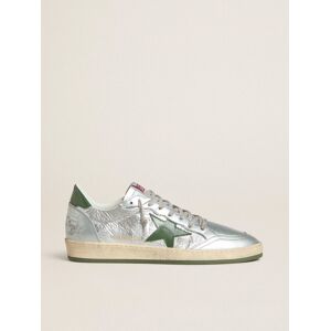 Golden Goose - Men's Ball Star In Silver Nylon With Green Leather Star And Heel Tab, Man, Size: 43