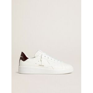 Golden Goose - Men’s Purestar With White Leather Star And Burgundy Croc-print Leather Heel Tab, Man, Size: 41