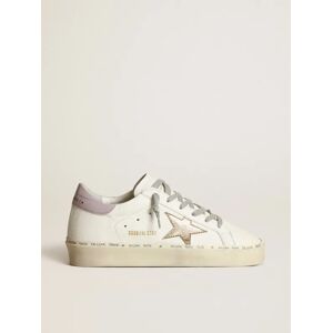 Golden Goose - White Hi Star With A Gold Star And Lilac Naplak Heel Tab, Woman, Size: 35