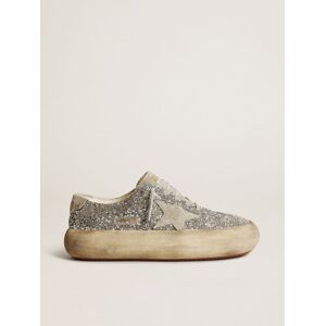 Golden Goose - Space-star Shoes In Silver Glitter With Ice-gray Suede Star And Heel Tab, Woman, Size: 39