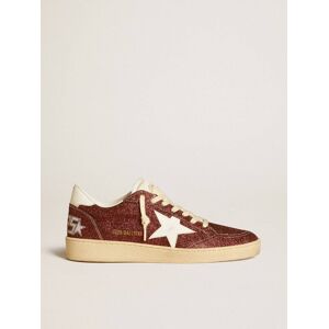 Golden Goose - Ball Star In Burgundy Glitter With White Leather Star And Heel Tab, Woman, Size: 35