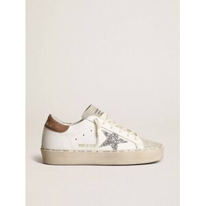 Golden Goose - Women’s Hi Star With Silver Glitter Star And Dove-gray Nubuck Heel Tab, Woman, Size: 34