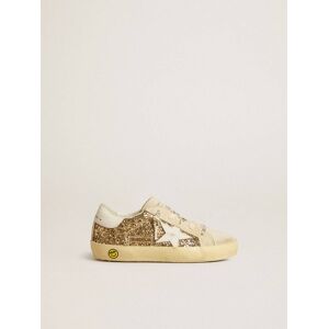 Golden Goose - Super-star Young In Gold Glitter With White Leather Star And Heel Tab, , Size: 33