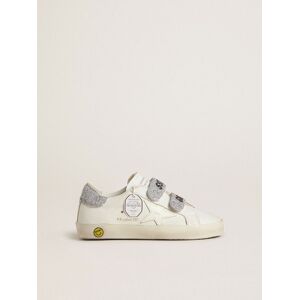 Golden Goose - Young Old School In White Leather With Silver Swarovski Crystal Heel Tab And Straps, , Size: 34