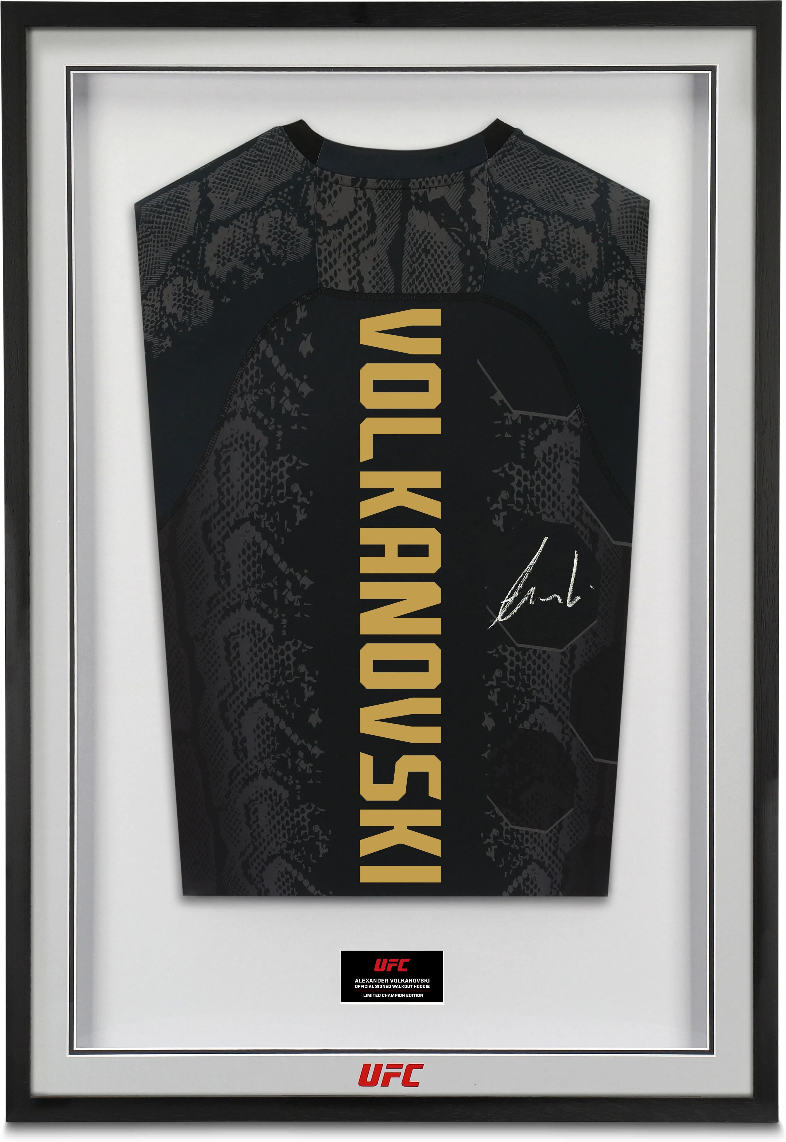 UFC Collectibles Alexander Volkanovski Signed Black & Gold Venum Adrenaline Hoodie