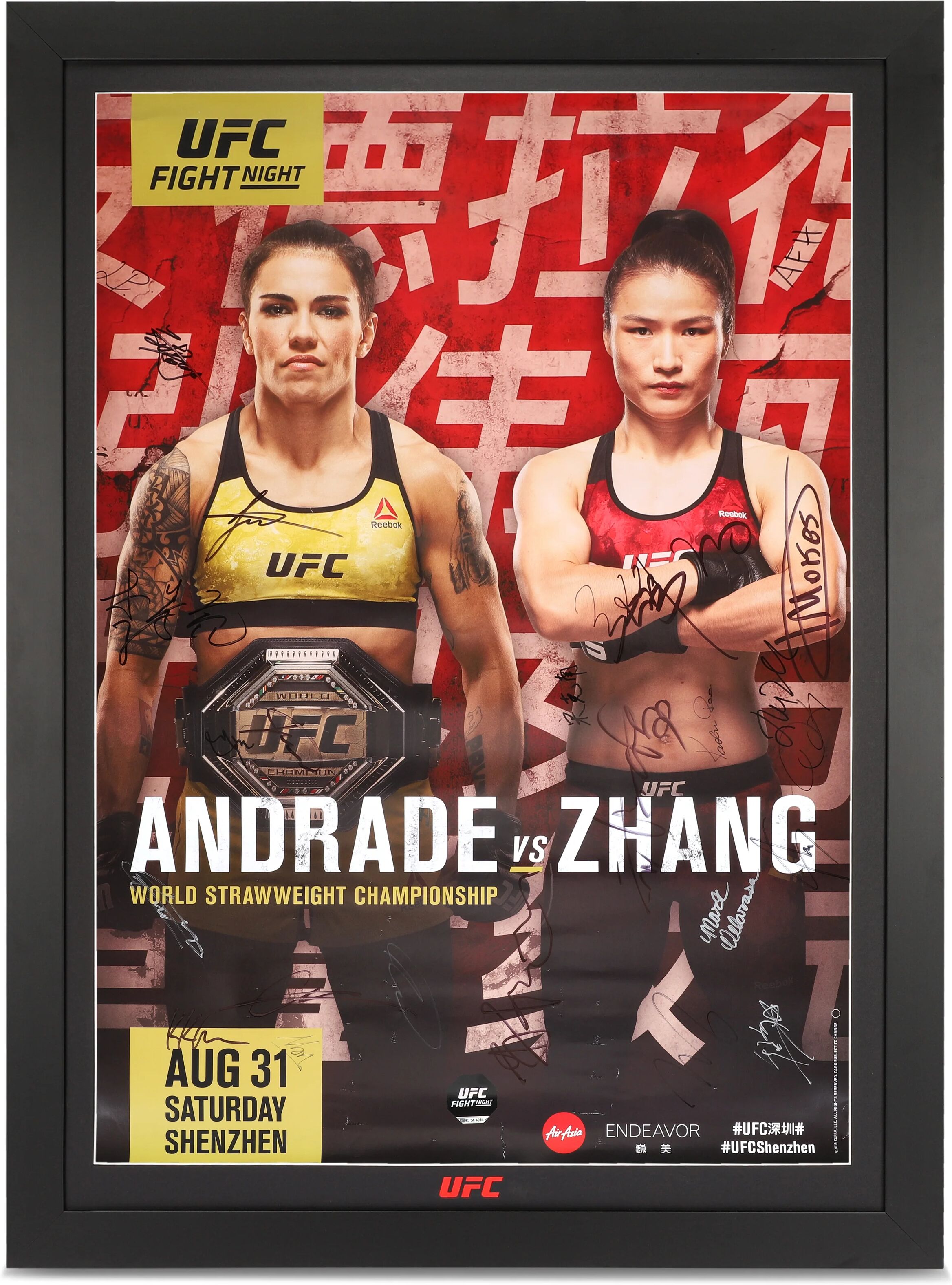 UFC Collectibles UFC Fight Night: Andrade vs Zhang (FN 157) Autographed Event Poster