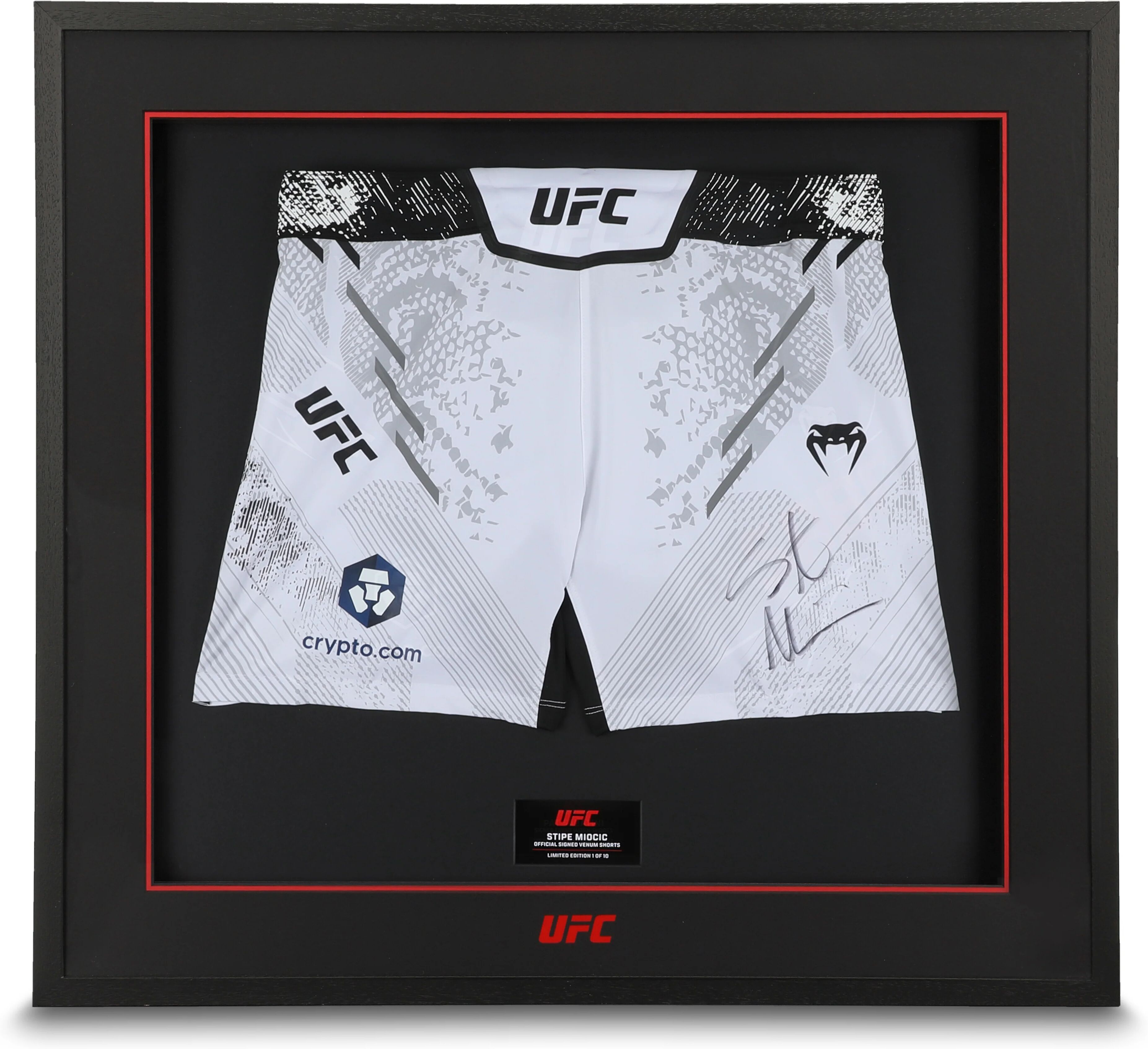 UFC Collectibles Stipe Miocic White Venum Adrenaline Signed Shorts