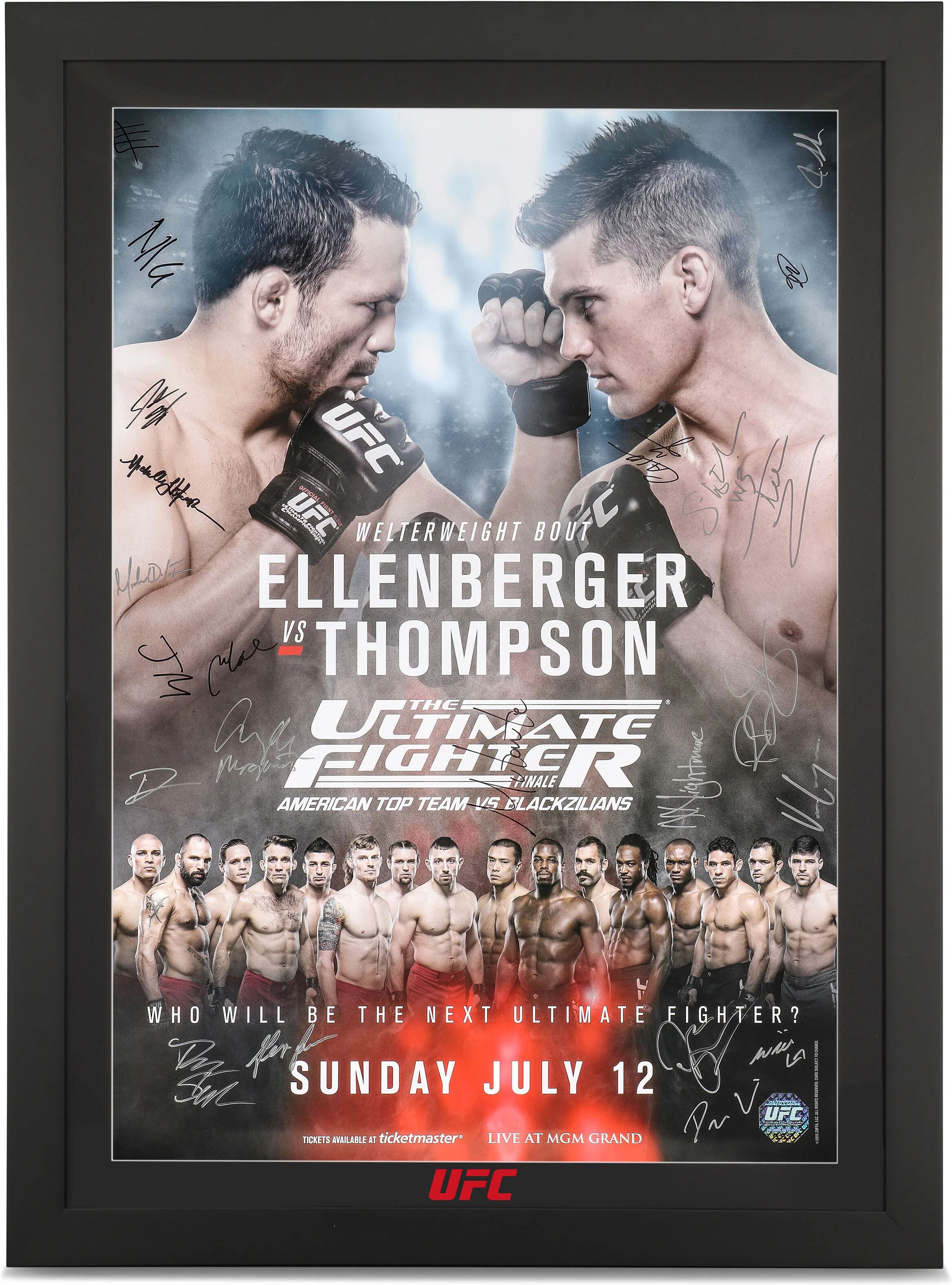 UFC Collectibles The Ultimate Fighter: American Top Team vs Blackzilians 2015 Autographed Poster