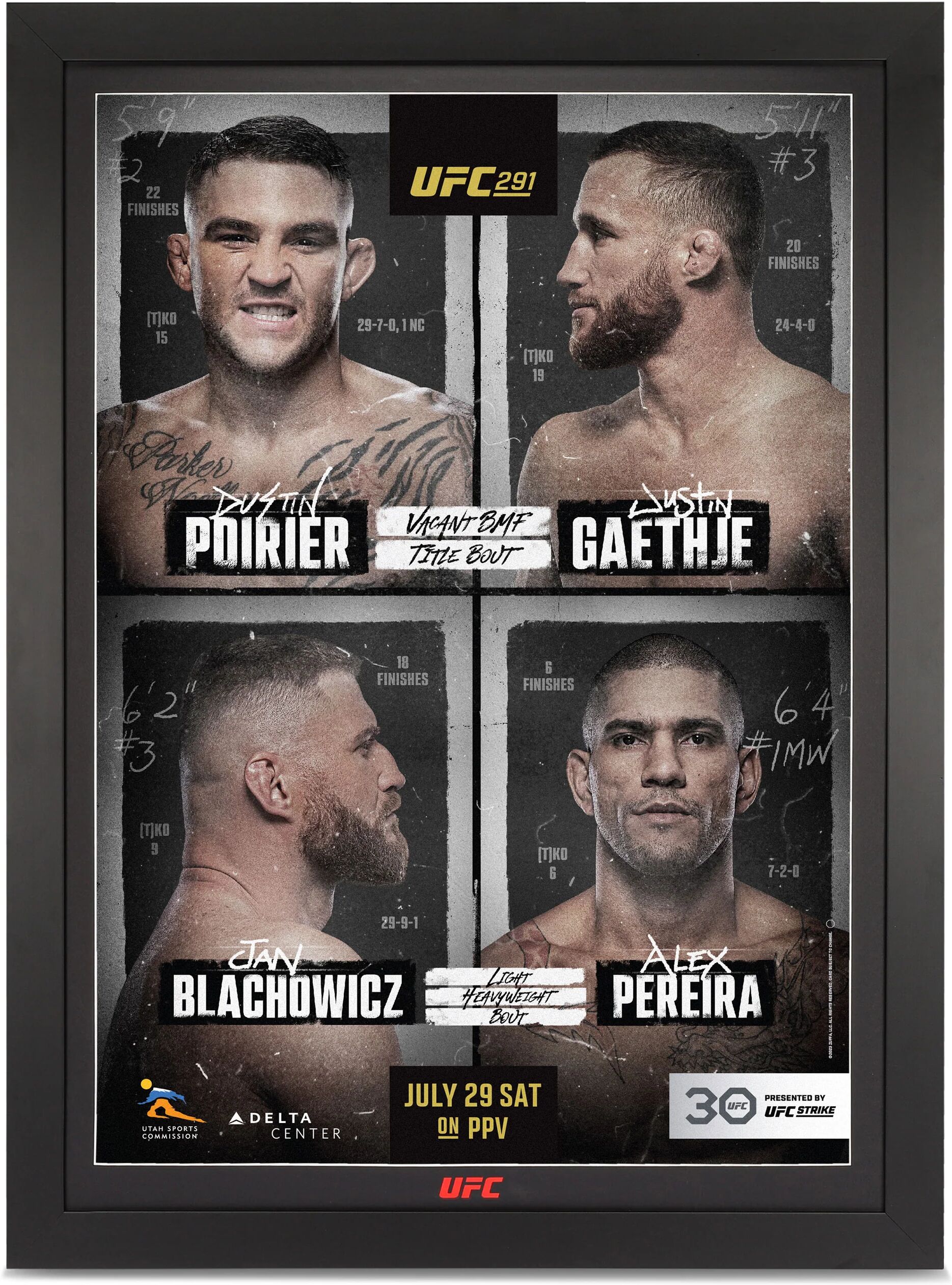 UFC Collectibles UFC 291: Poirier vs Gaethje 2 Autographed Event Poster