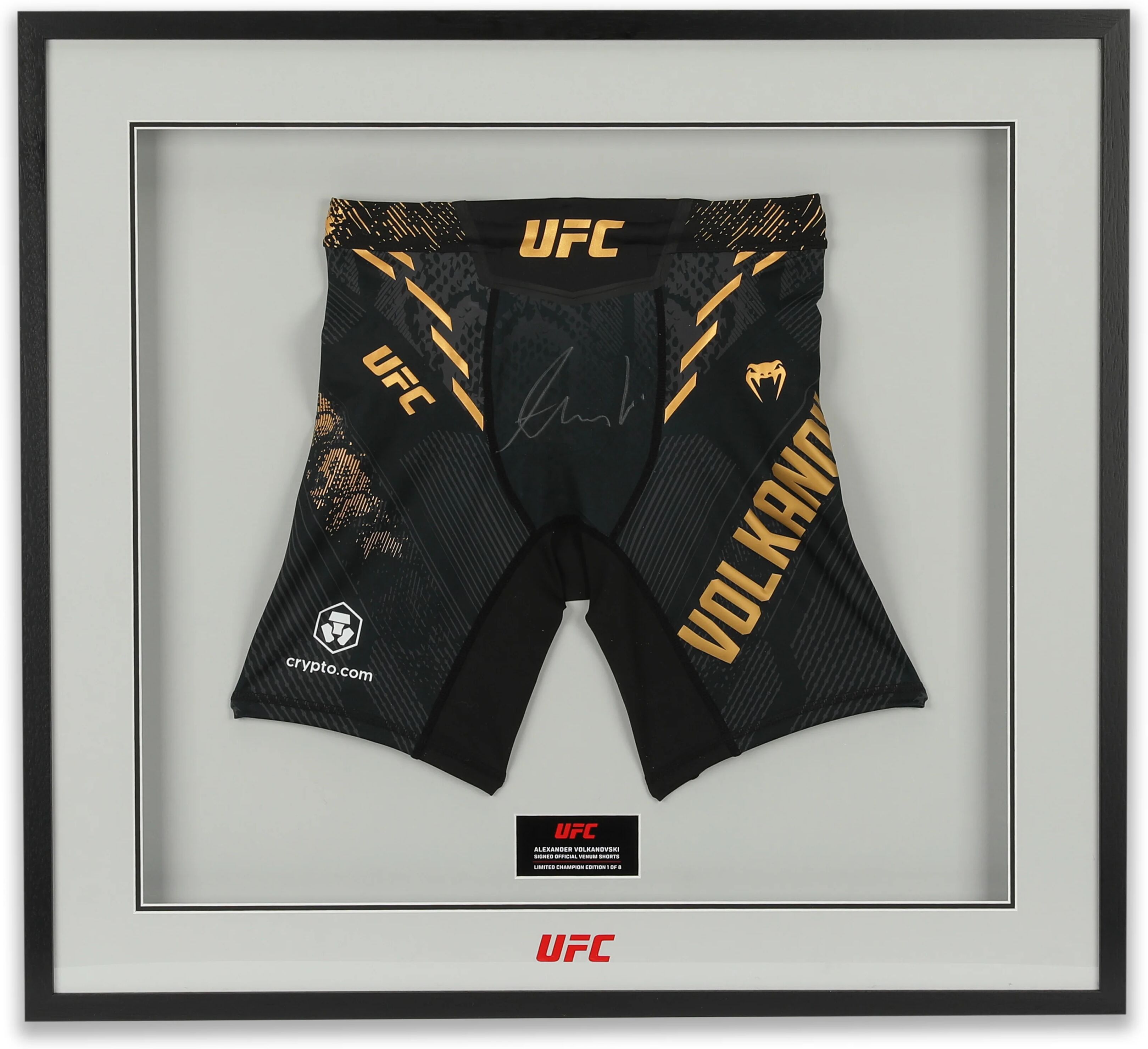 UFC Collectibles Alexander Volkanovski Signed Black & Gold Venum Adrenaline Shorts