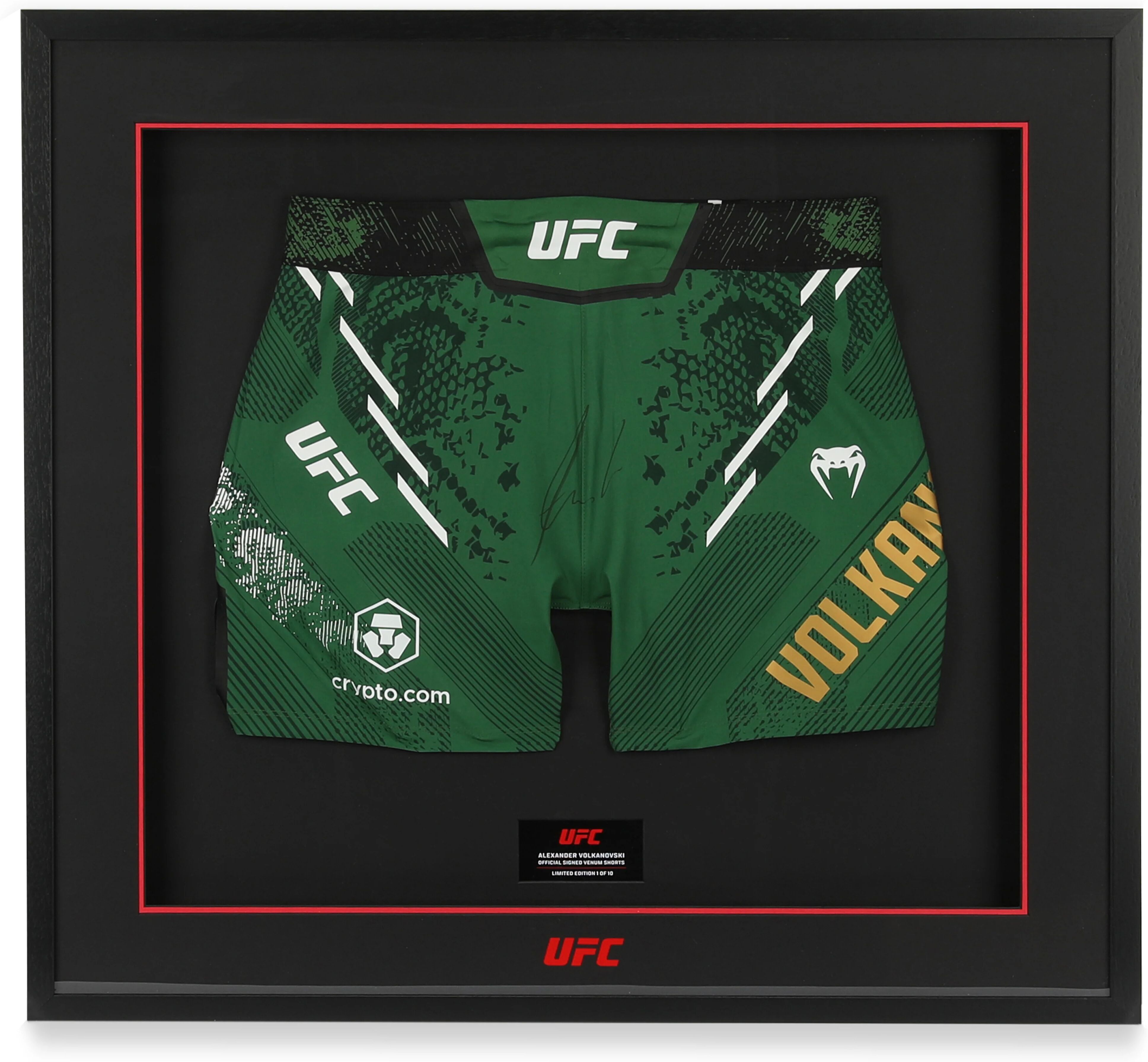 UFC Collectibles Alexander Volkanovski Signed Green Venum Adrenaline Shorts