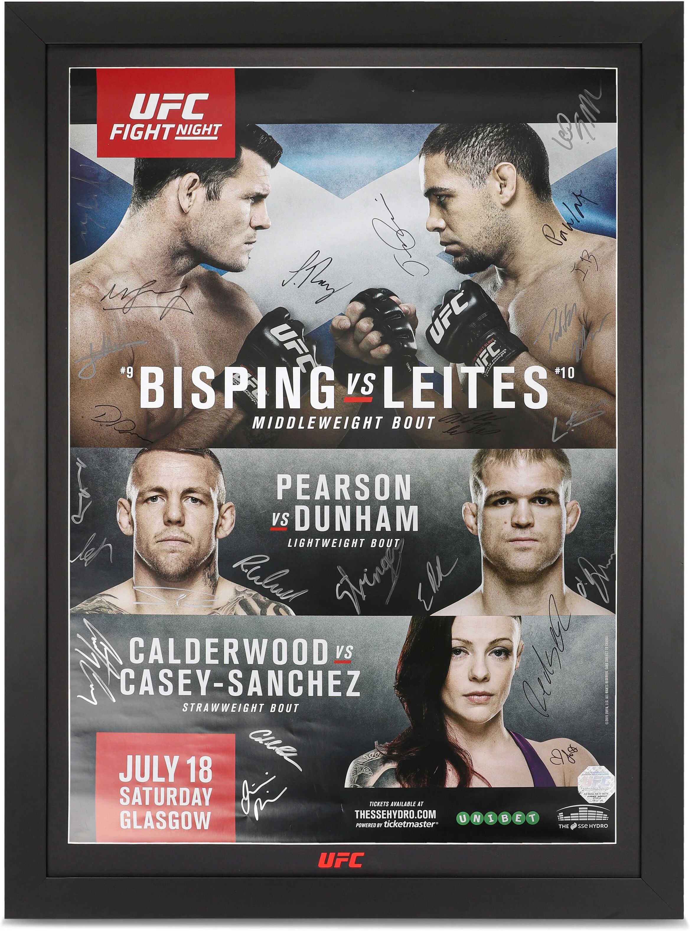 UFC Collectibles UFC Fight Night: Bisping vs Leites Autographed Event Poster