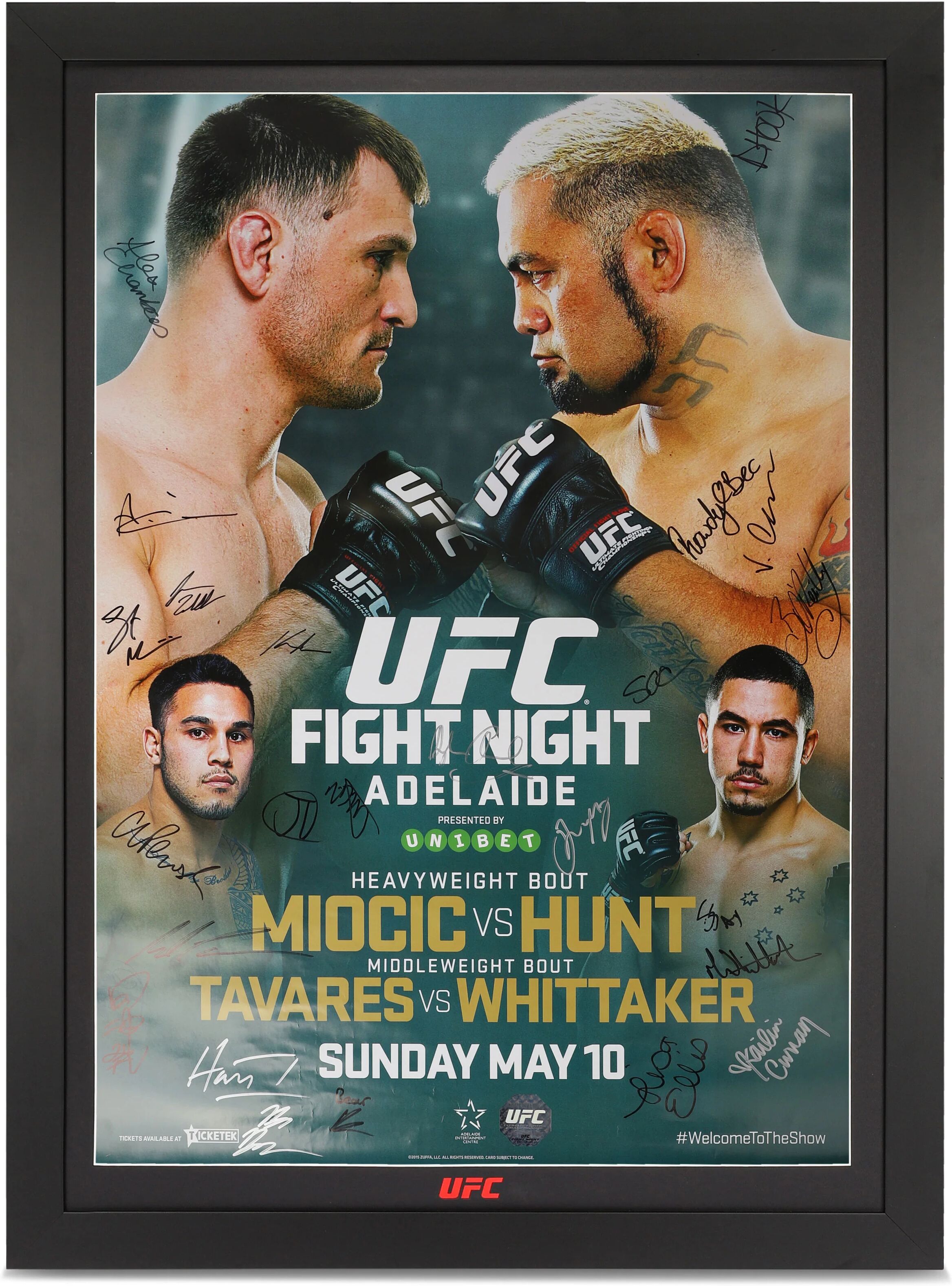 UFC Collectibles UFC Fight Night: Miocic vs Hunt Autographed Event Poster