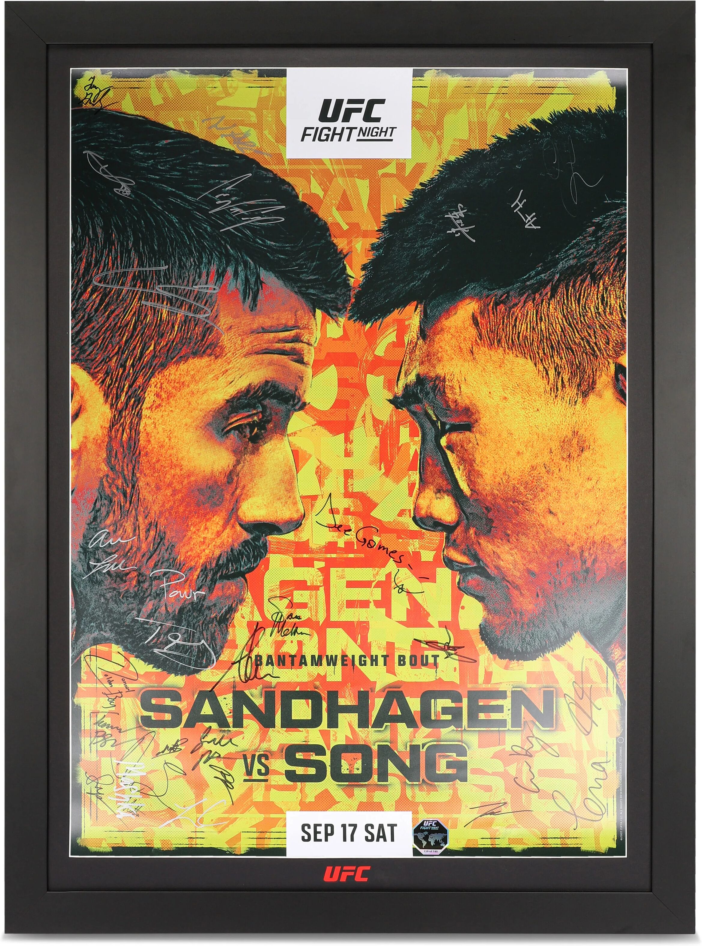 UFC Collectibles UFC Fight Night: Sandhagen vs Song Autographed Event Poster