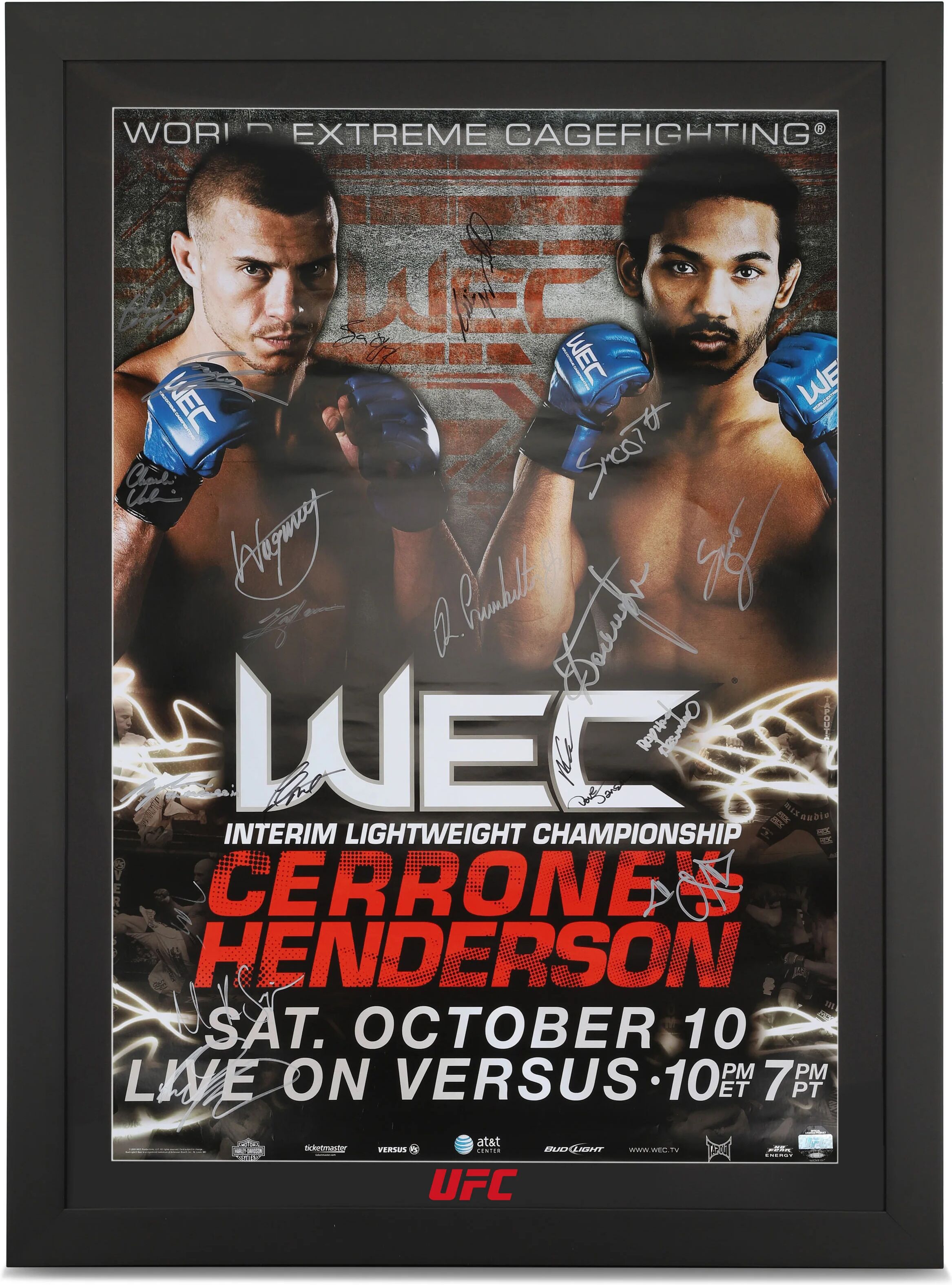 UFC Collectibles WEC 43: Cerrone vs Henderson Autographed Event Poster