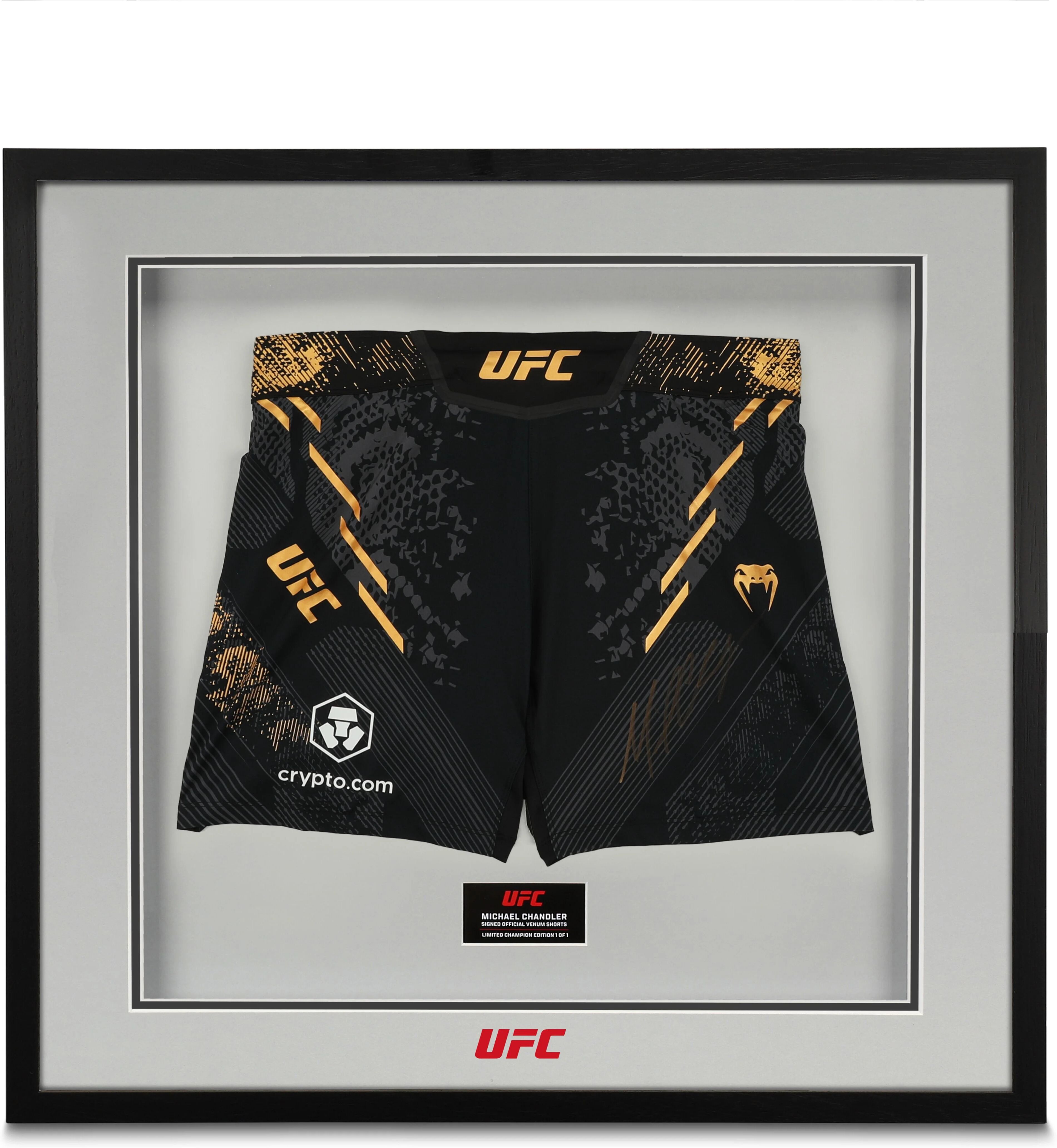 UFC Collectibles Michael Chandler Signed UFC Adrenaline by Venum Short Fit Fight Shorts - Champion