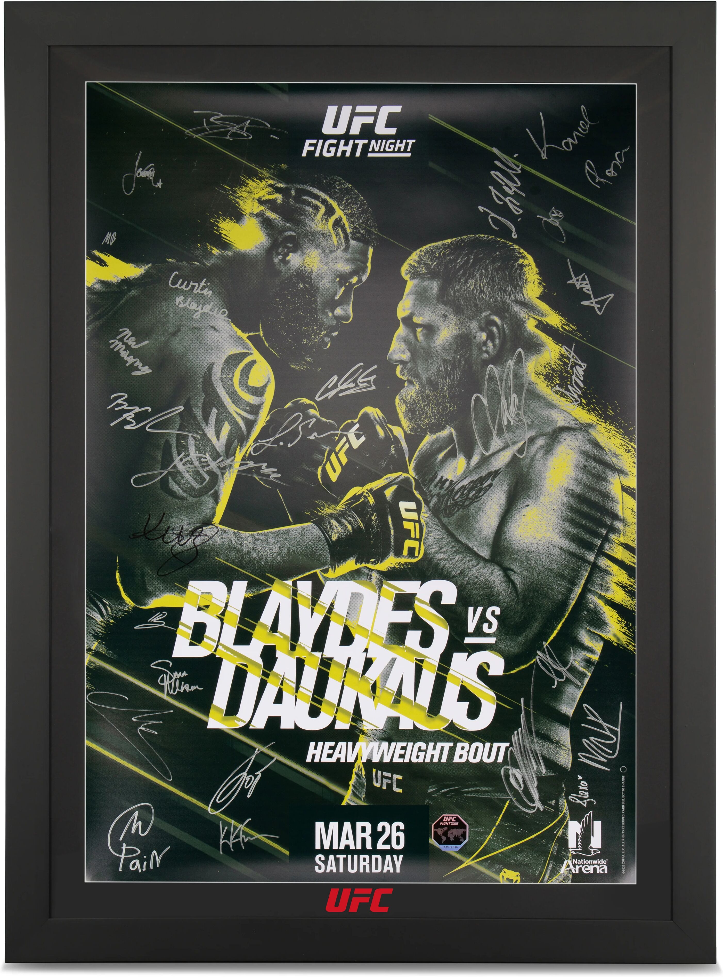 UFC Collectibles UFC Fight Night: Blaydes vs Daukaus Autographed Poster