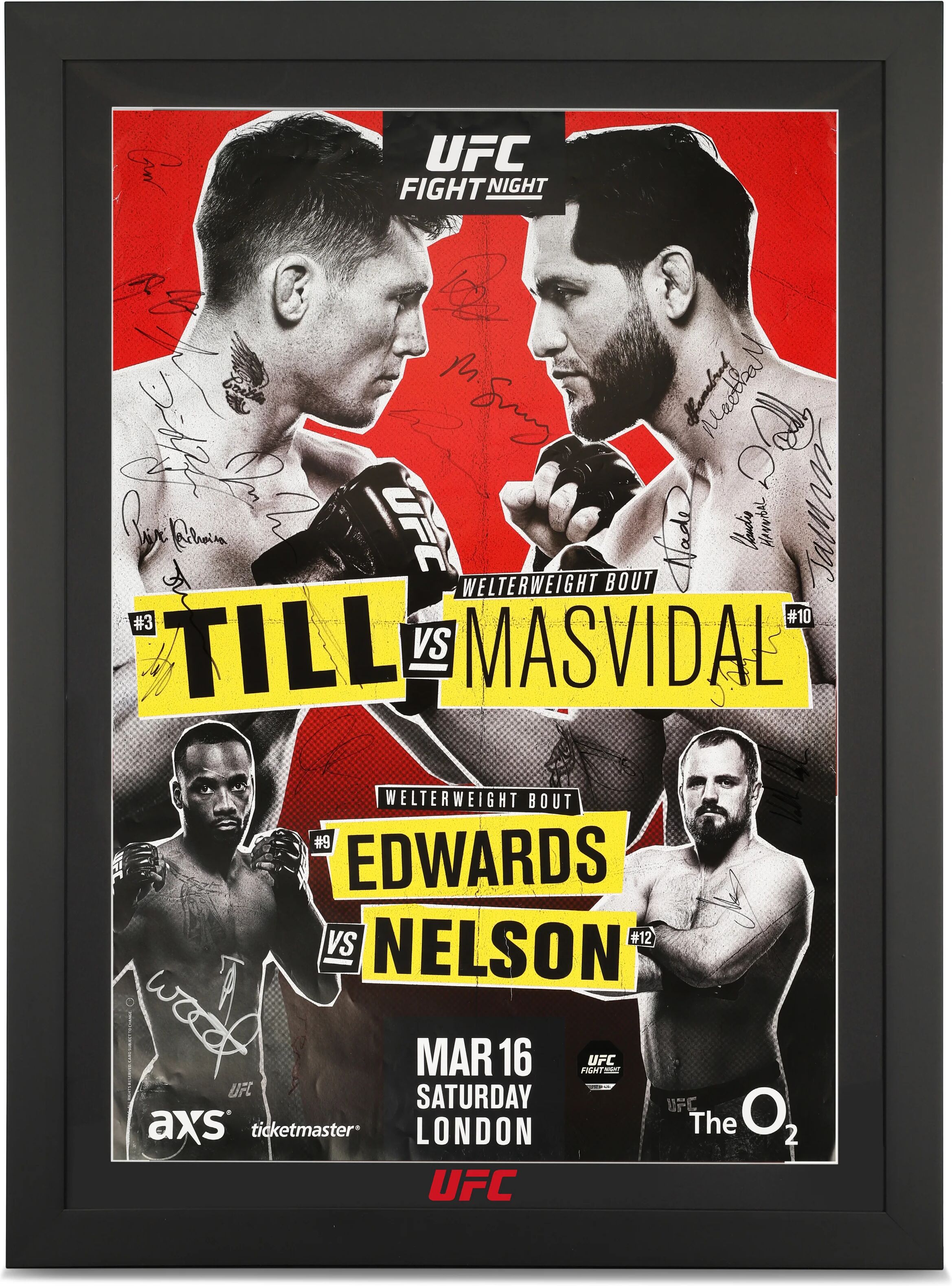 UFC Collectibles UFC Fight Night: Till vs Masvidal Autographed Event Poster Damaged