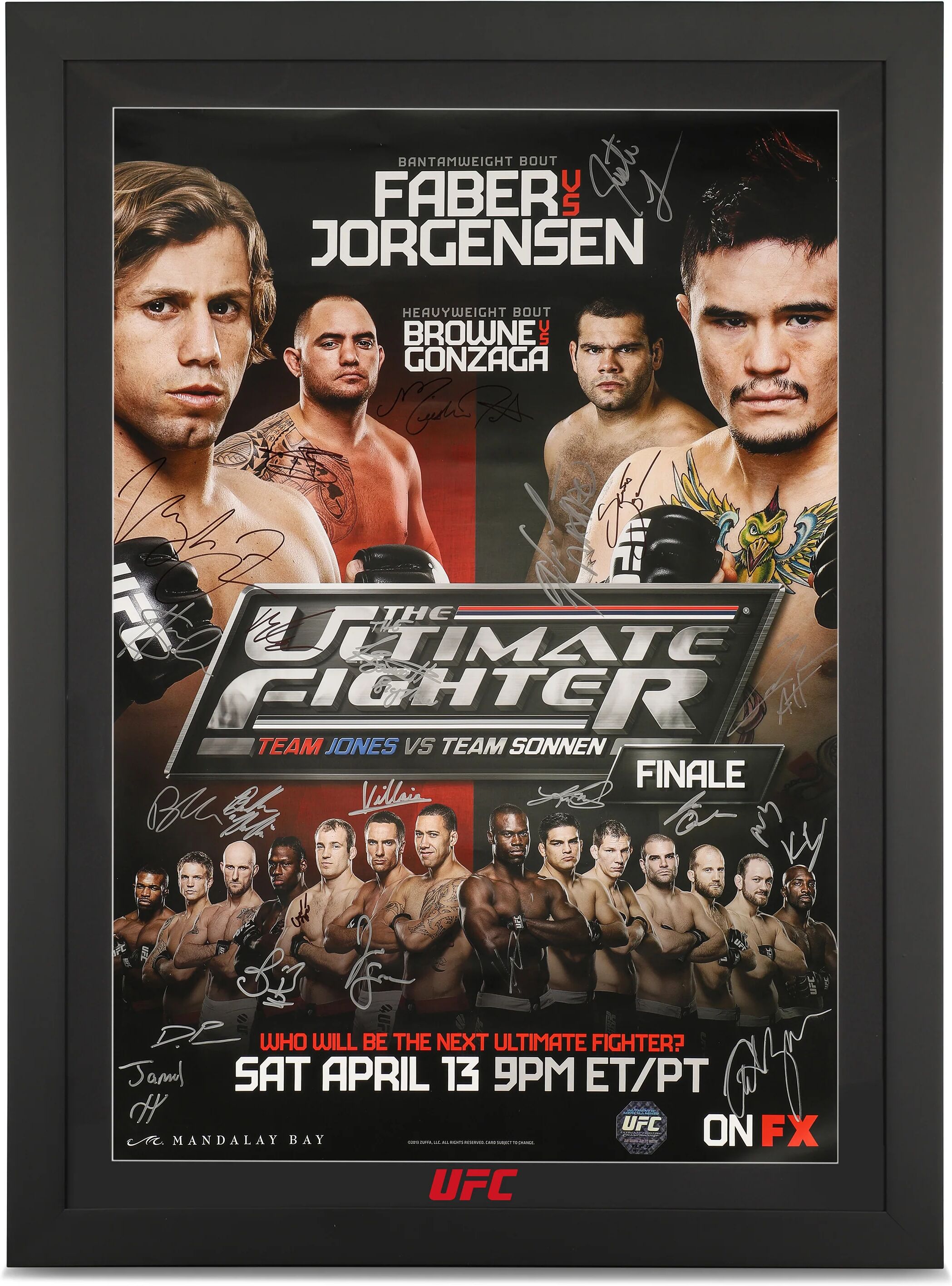 UFC Collectibles TUF 17: Team Jones vs Team Sonnen 2012 Autographed Poster