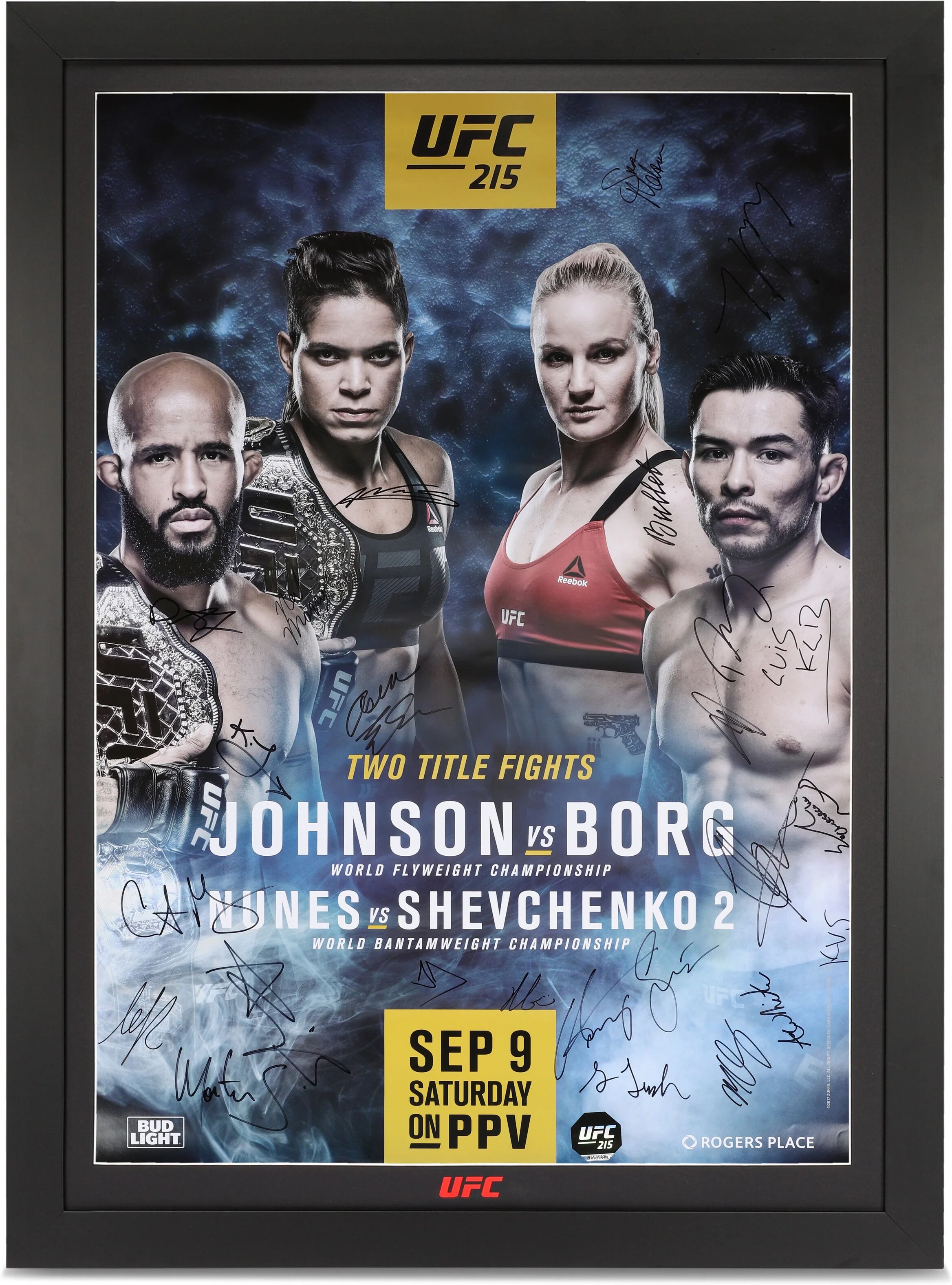 UFC Collectibles UFC 215: Johnson vs Borg & Nunes vs Shevchenko 2 Autographed Event Poster