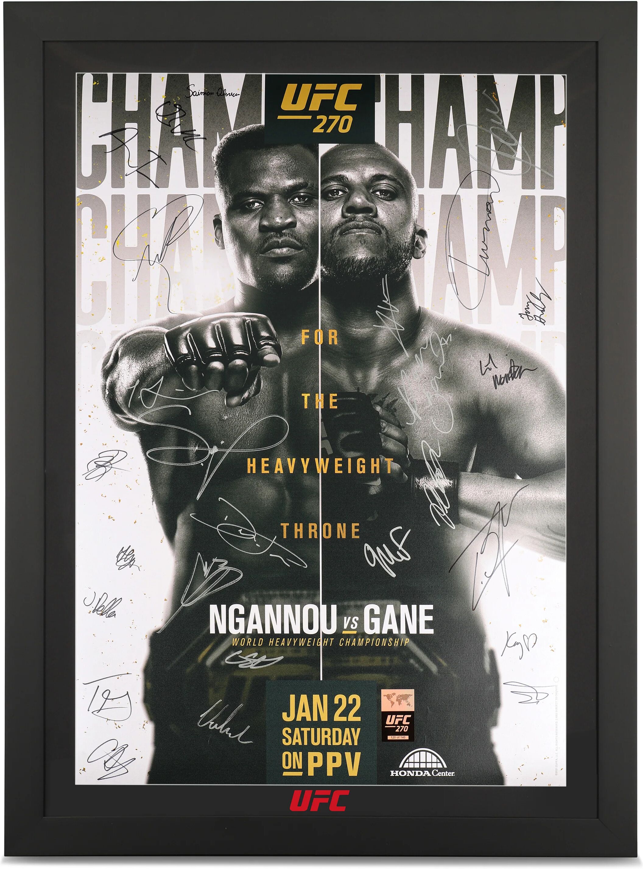 UFC Collectibles UFC 270 Ngannou vs Gane Autographed Event Poster