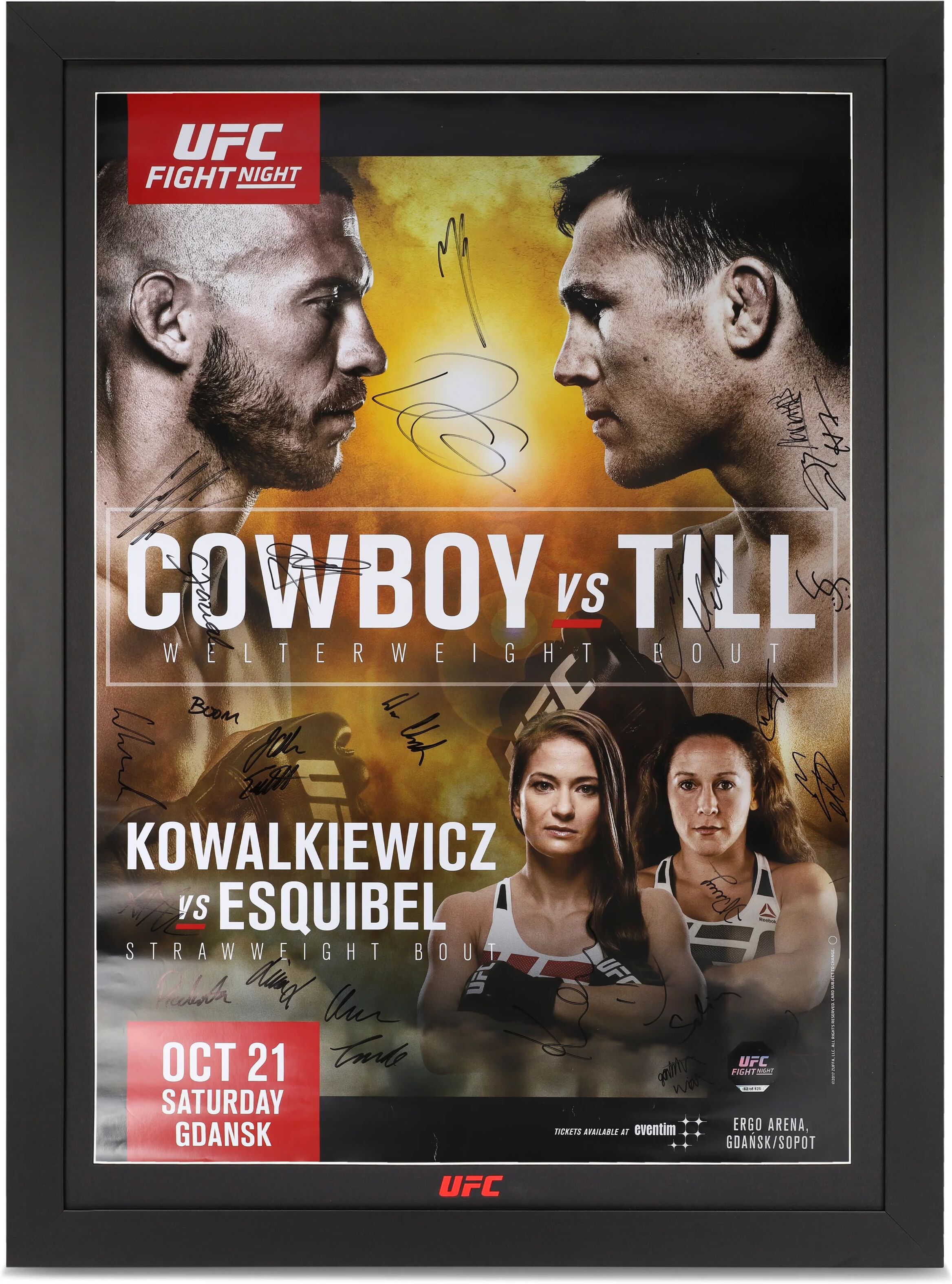 UFC Collectibles UFC Fight Night: Cowboy vs Till Autographed Event Poster