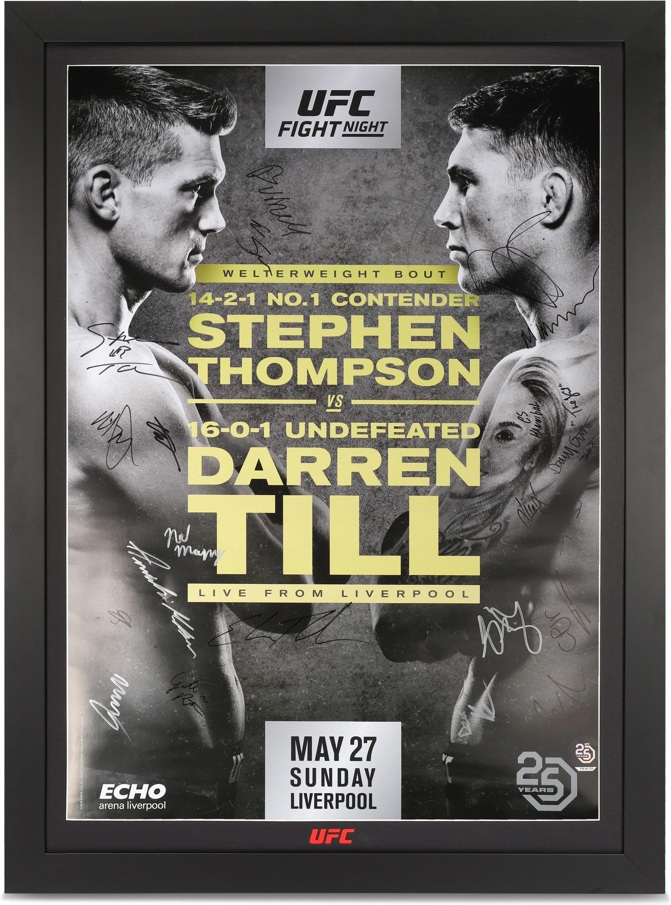 UFC Collectibles UFC Fight Night: Thompson vs Till Autographed Event Poster