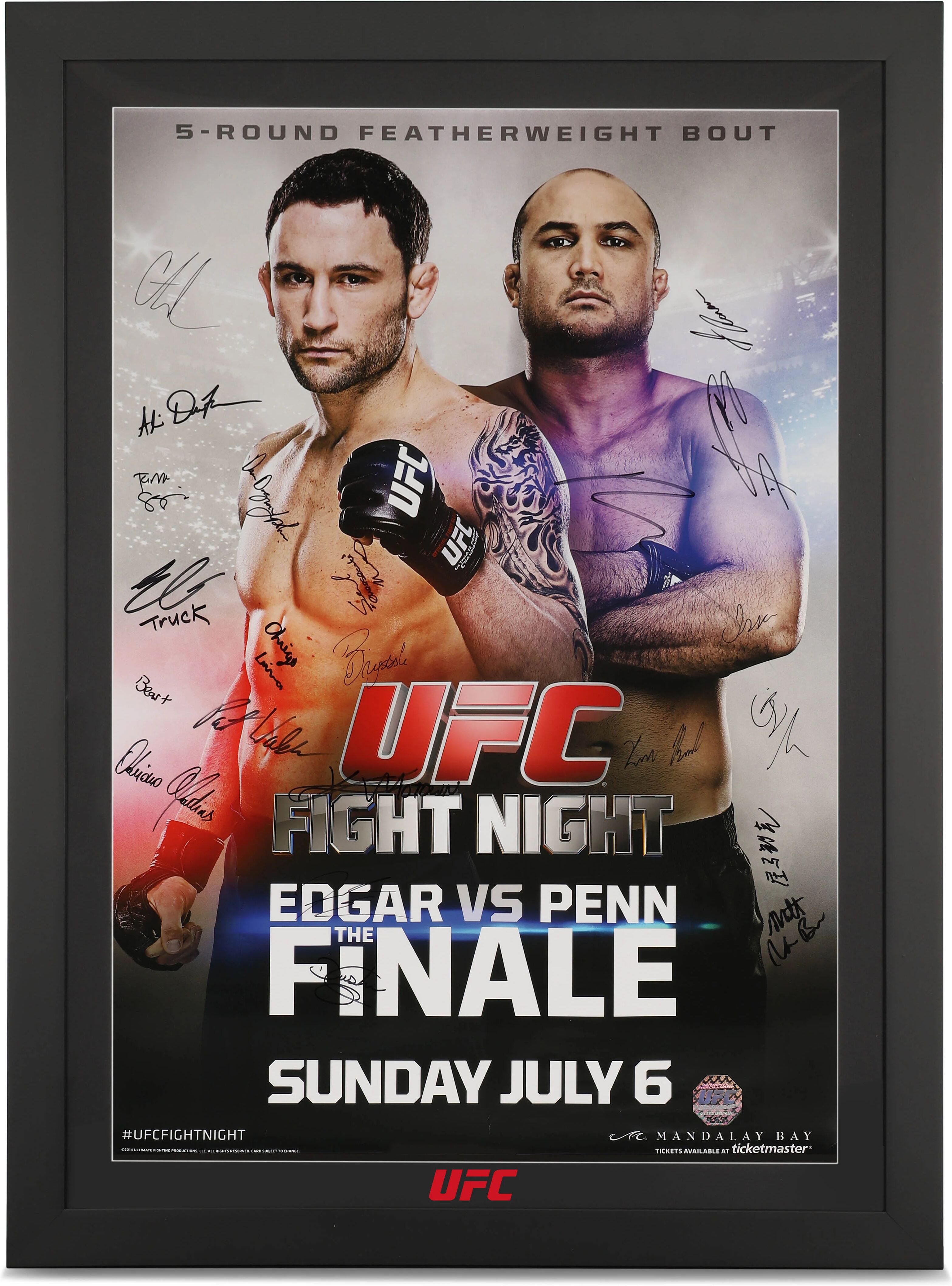 UFC Collectibles TUF 19: Team Edgar vs Team Penn Autographed Event Poster