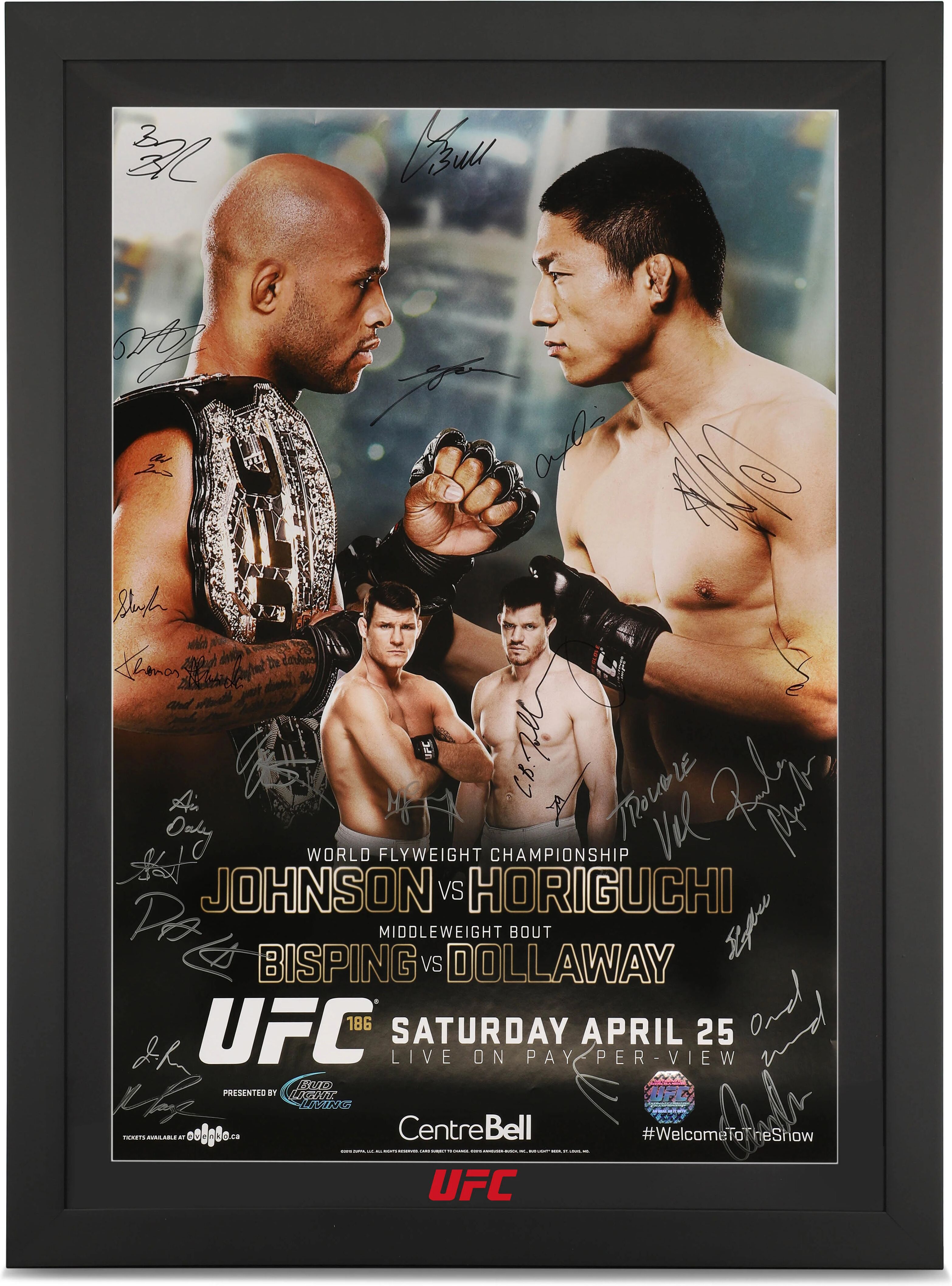 UFC Collectibles UFC 186: Johnson vs Horiguchi Autographed Event Poster