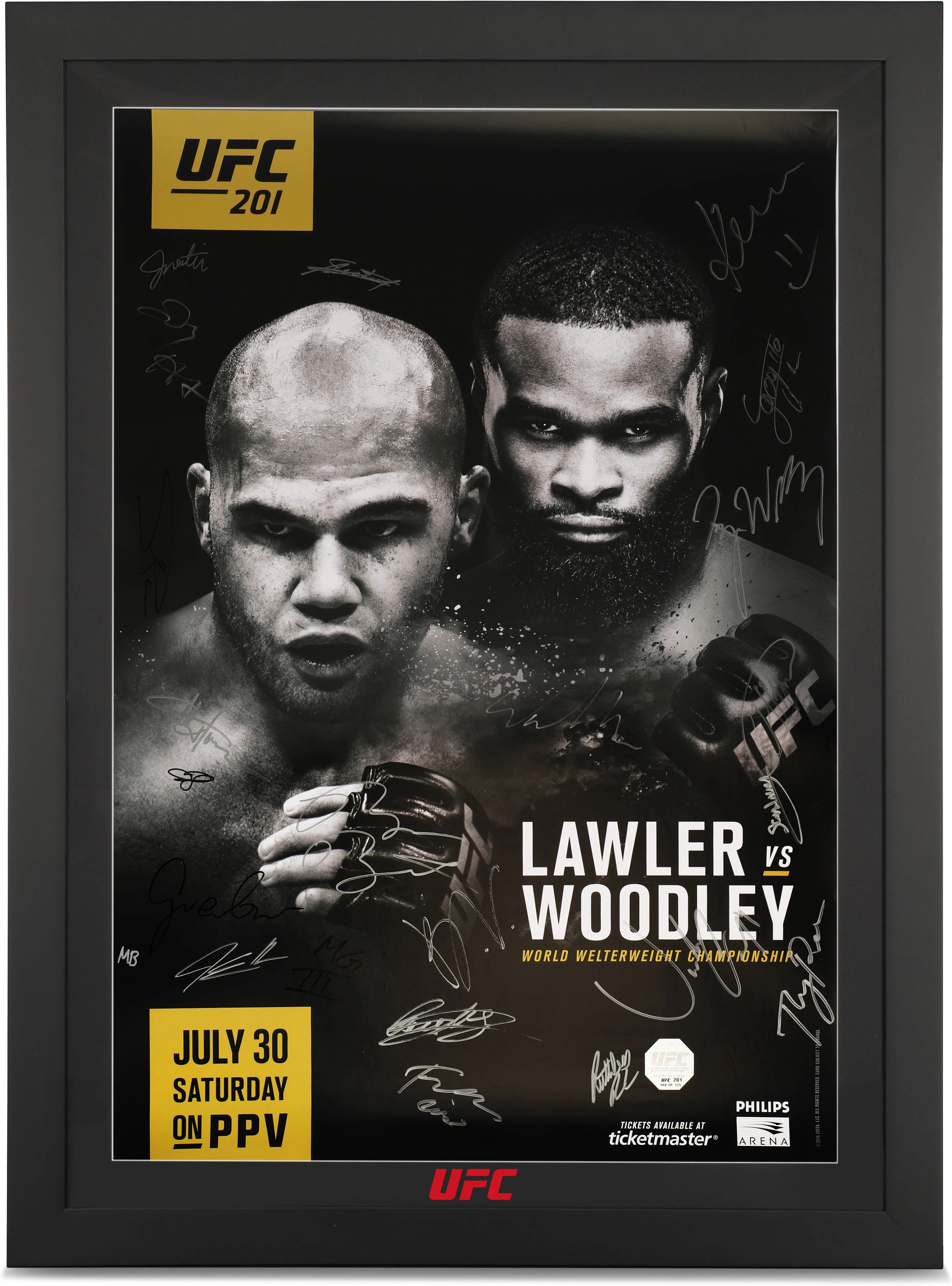 UFC Collectibles UFC 201: Lawler vs Woodley Autographed Event Poster