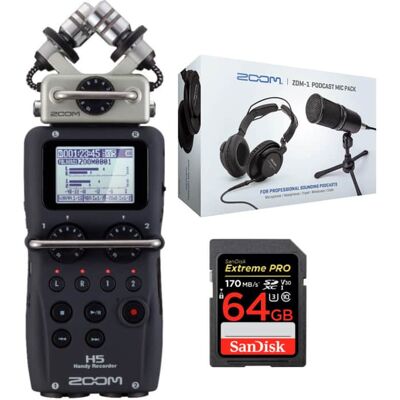 Zoom Zoom H5 Portable Handy Recorder with ZDM-1 Podcast Microp... Zoom Zoom H5 Portable Handy Recorder with ZDM-1 Podcast Microp...