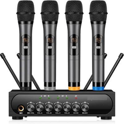 Unbranded Wireless Microphone System Karaoke 4 Channel UHF Cor... Unbranded Wireless Microphone System Karaoke 4 Channel UHF Cor...