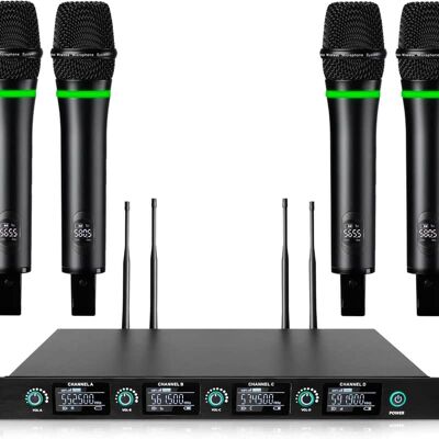 Unbranded 4-Channel Wireless Microphones System with 4 Recharg... Unbranded 4-Channel Wireless Microphones System with 4 Recharg...