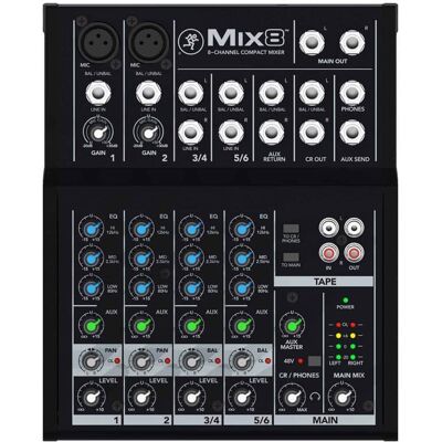 Mackie Mackie Mix8 8-Channel 3-Band EQ Compact Studio Live Mix... Mackie Mackie Mix8 8-Channel 3-Band EQ Compact Studio Live Mix...