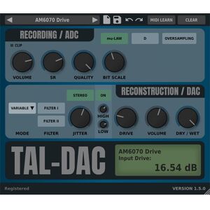 TAL Software TAL-DAC Bit Crusher Plug-In