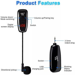 Unbranded 165Ft Uhf Wireless Microphone Headset Mic System W/ ...