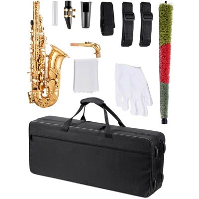 Unbranded Gold Brass Saxophone Flat Sax Beginner Kit with Case... Unbranded Gold Brass Saxophone Flat Sax Beginner Kit with Case...