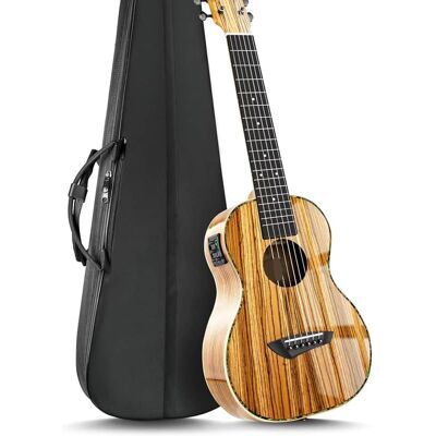 Unbranded 6 String 30 Inch High Gloss Zebra Wood Acoustic &... Unbranded 6 String 30 Inch High Gloss Zebra Wood Acoustic &...