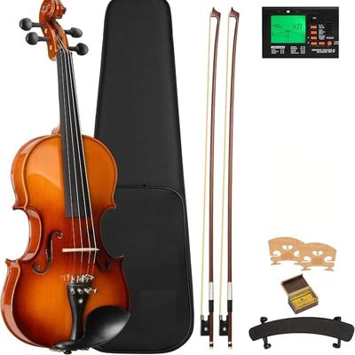 Unbranded 4/4 Violin Set Full Size Fiddle Solidwood Ebony Fitt... Unbranded 4/4 Violin Set Full Size Fiddle Solidwood Ebony Fitt...