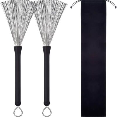 Unbranded 1 Pair Drum Brushes Retractable Wire Brushes Drums D... Unbranded 1 Pair Drum Brushes Retractable Wire Brushes Drums D...