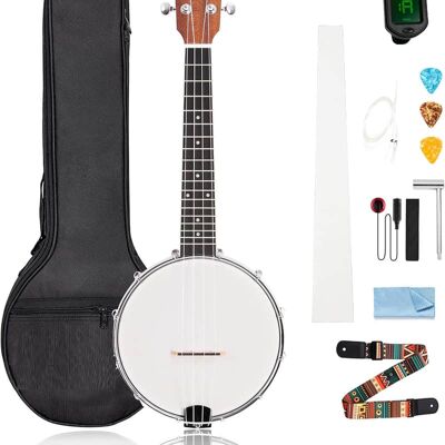 Unbranded 4-String Banjo Ukulele Banjolele 23" Sapele Wood w... Unbranded 4-String Banjo Ukulele Banjolele 23" Sapele Wood w...