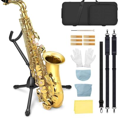 Unbranded Alto Saxophone E Flat - Beginner Friendly Gold Saxop... Unbranded Alto Saxophone E Flat - Beginner Friendly Gold Saxop...