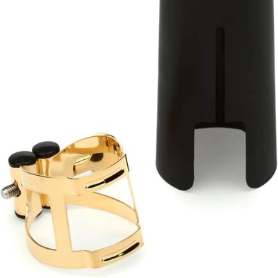 Unbranded Ligature and Plastic Cap for Soprano Saxophone; Gild... Unbranded Ligature and Plastic Cap for Soprano Saxophone; Gild...