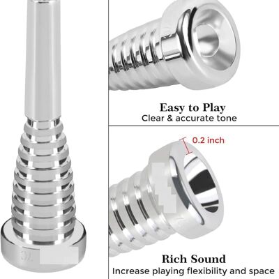 Unbranded 7C Trumpet Mouthpiece Silver Plated Universal Design... Unbranded 7C Trumpet Mouthpiece Silver Plated Universal Design...