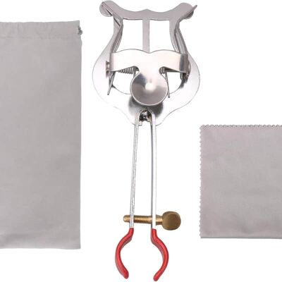 Unbranded Silver Trumpet Marching Lyre Clamp-On Music Clip Rep... Unbranded Silver Trumpet Marching Lyre Clamp-On Music Clip Rep...