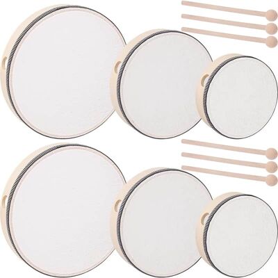 Unbranded 6 PCS Wood Hand Drum with Drum Stick, Percussion Woo... Unbranded 6 PCS Wood Hand Drum with Drum Stick, Percussion Woo...