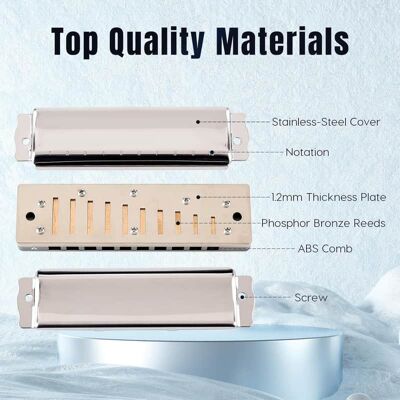 Unbranded Harmonica Key of Bb 10 Holes 20 Tones Blues Harp Dia... Unbranded Harmonica Key of Bb 10 Holes 20 Tones Blues Harp Dia...