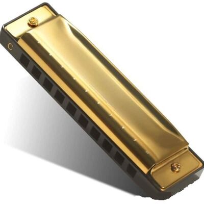 Unbranded Golden Harmonica Key of C with Case, 10 Holes 20 Ton... Unbranded Golden Harmonica Key of C with Case, 10 Holes 20 Ton...