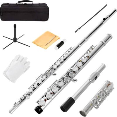 Unbranded 16 Keys Closed Hole C Flute Kit for Beginners - Silv... Unbranded 16 Keys Closed Hole C Flute Kit for Beginners - Silv...