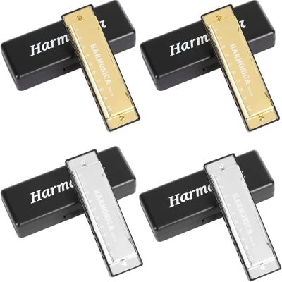 Unbranded Harmonica, 4PCS Key of C 10 Hole 10 Tones Titanium C... Unbranded Harmonica, 4PCS Key of C 10 Hole 10 Tones Titanium C...